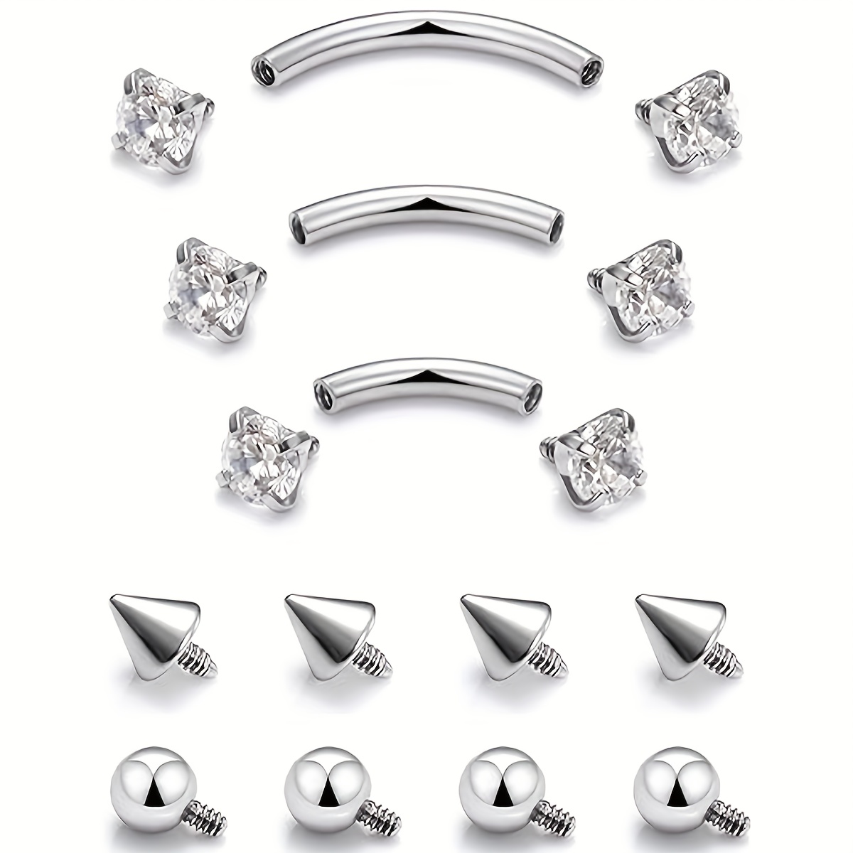 Image of Eyebrow Piercing Jewelry Surgical 304 304 Stainless Steel Internal Thread Curved Barbell Tiny Eyebrow Ring Vertical Labret Lip Jewelry Ear Rook Small Belly Button Ring For Women Men 16g 6mm/8mm/10mm