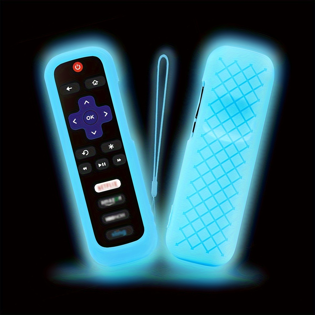 1pc 2pcs 3pcs Glow In The Dark Silicone Remote Cover With Lanyard For Tv Remote Control