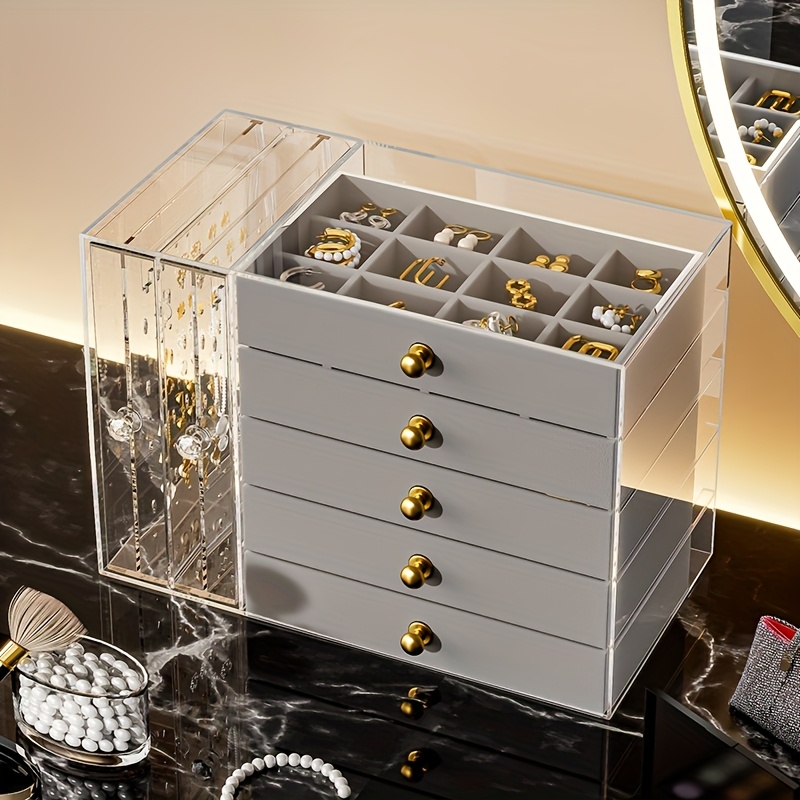 1pc elegant 8 tier transparent jewelry organizer box with fabric drawers large capacity stackable design for bracelets watches rings earrings necklaces versatile desktop storage solution jewelry box jewelry boxe jewelry boxes Product details 3