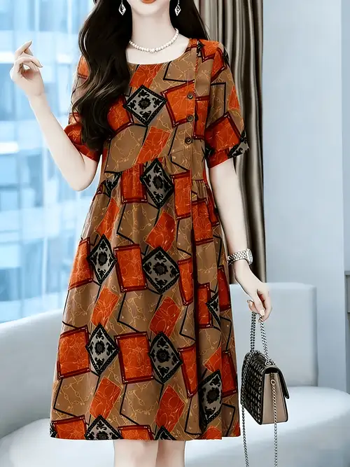 cotton summer dresses knee length australia Summer Dress Soft Cotton Dress Casual Loose Tunics Short Sleeves Dress Midi Dresses Customized Dress Plus Size Clothes Linen Dress
