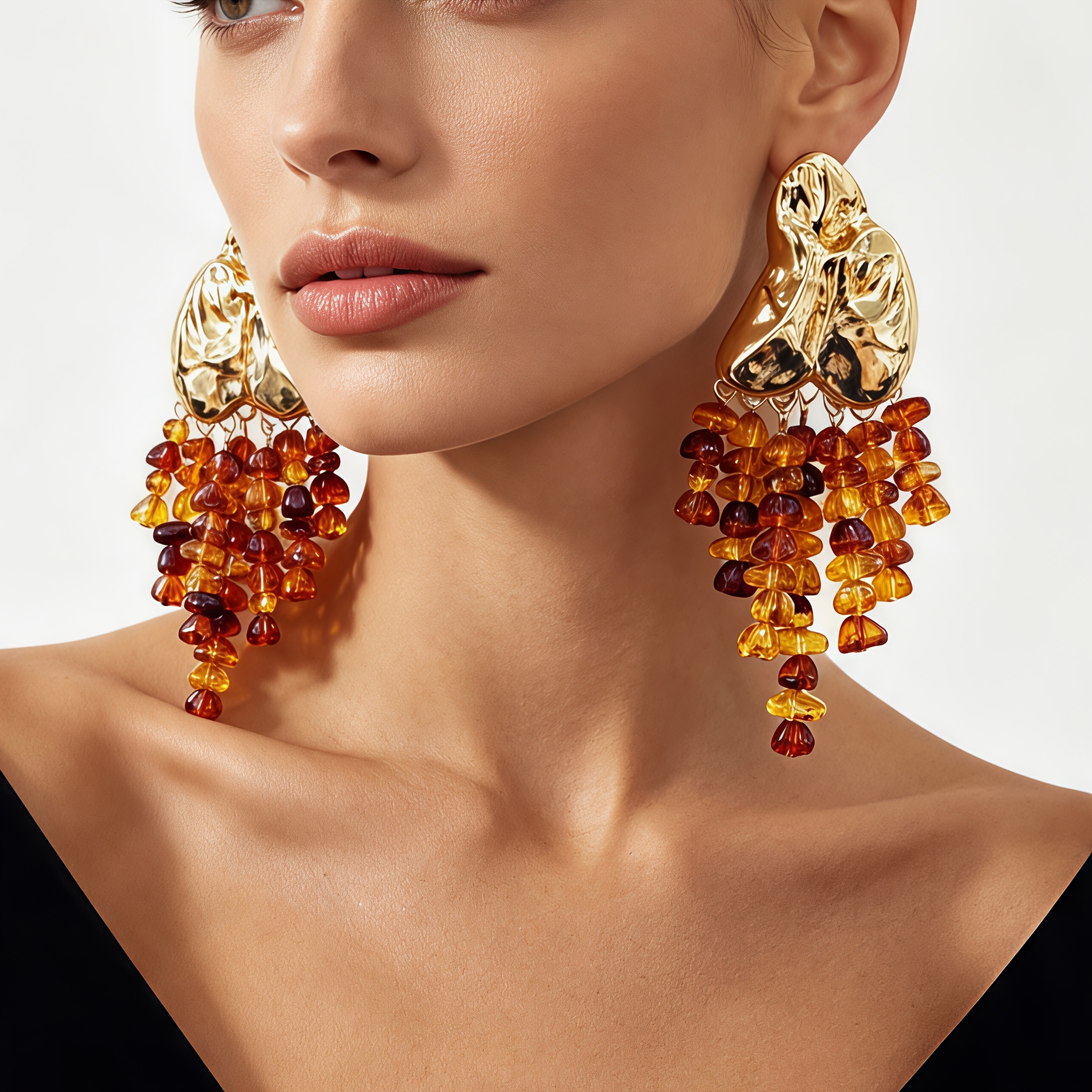 Women's Ruched Texture Irregular Metal Plate Drop Earrings