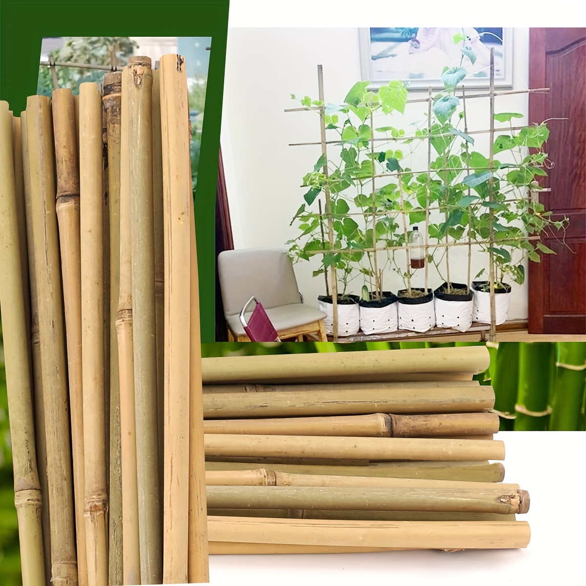25pcs of 90Cm/35.43&*; Bamboo Stakes Made * Bamboo, Suitable for Supporting  Plants * Garden Fences, And Assisting Tomatoes, Beans, Vegetables, And  Potted Plants