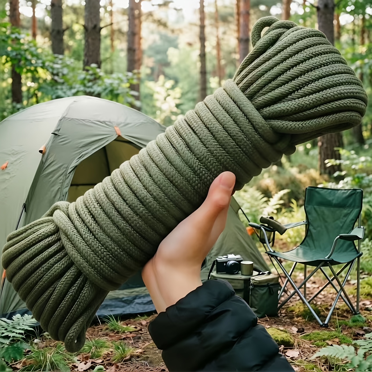 TEMU 19m Multifunctional Nylon Braided Rope, Household Clothesline And Quilt Drying Rope, Courtyard Binding Rope, Camping Equipment Traction Rope