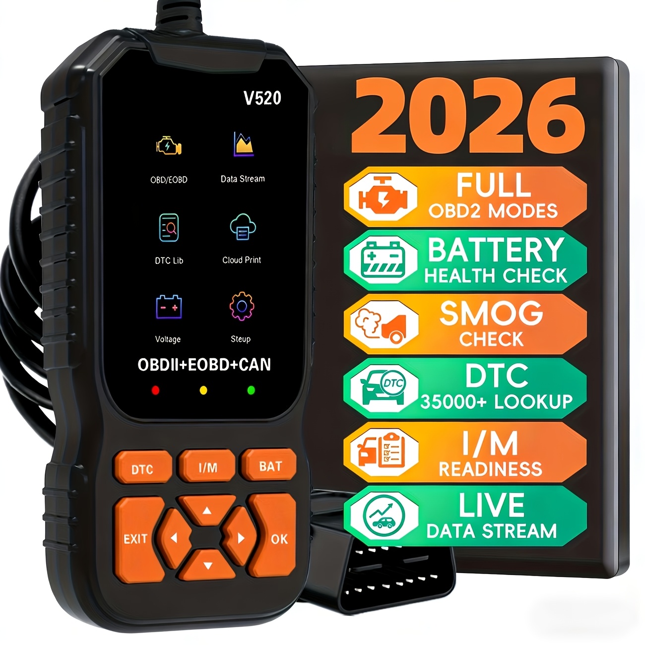 High-definition Color Screen Car Code Reader, Suitable For Rvs, Trucks, Compact Cars, Suvs, Without Battery