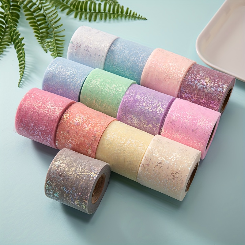 

25yards/900inches/roll Crystal Sequin Tulle Ribbon Roll Diy Bow Hair Clip Cake Baking Party Wedding Decoration Fabric Supplies