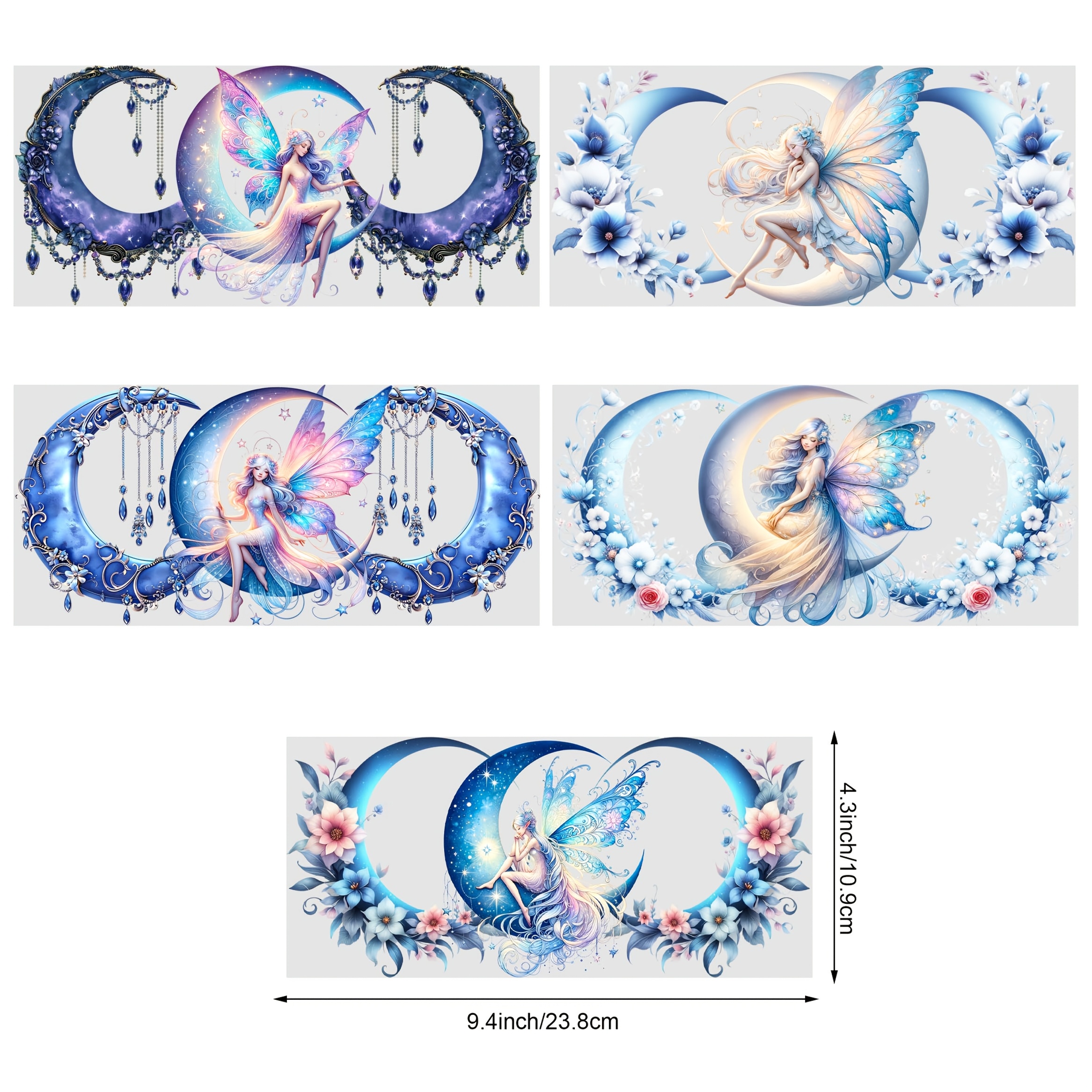E-shop 5 Blätter UV DTF Bechersticker, Glasbecher DTF Übertragungssticker, Magische Abwischbares Übertragungspapier für 16 Unzen Gläser, Tassen,