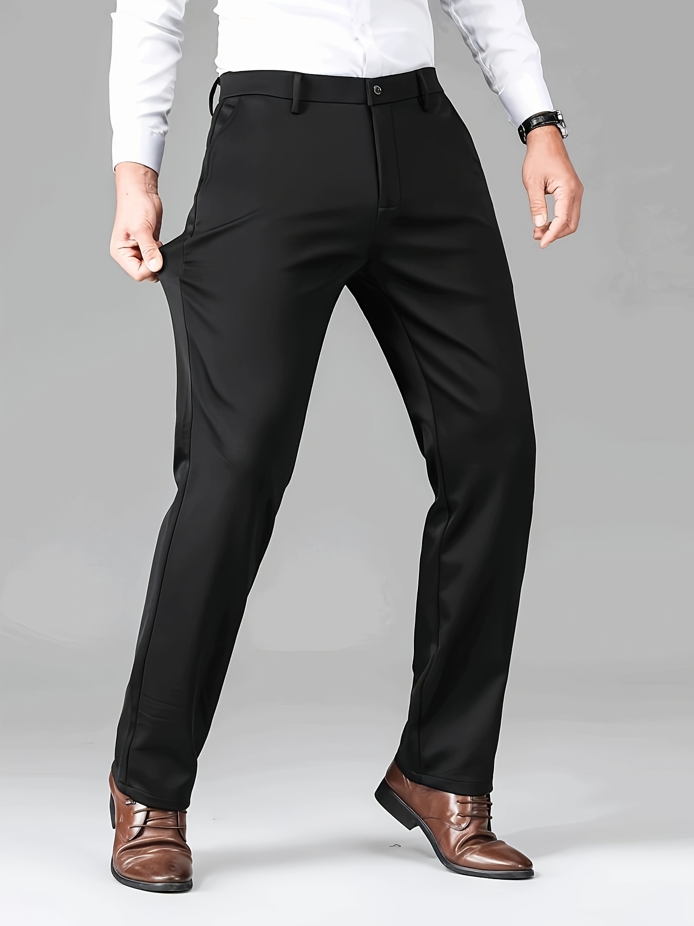 2 pack summer business straight leg suit pants casual versatile non iron trousers with embroidered details Product details 4
