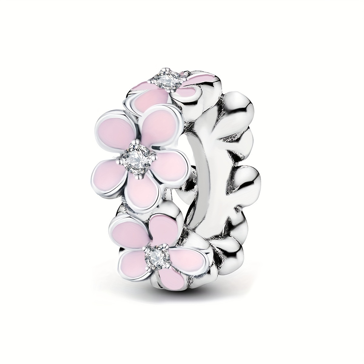 Image of 1pc 925 Silver Plated Colorful Flowers And Charms Beads For Women Bracelet Bangle Additions Fine Ladies Jewelry Making