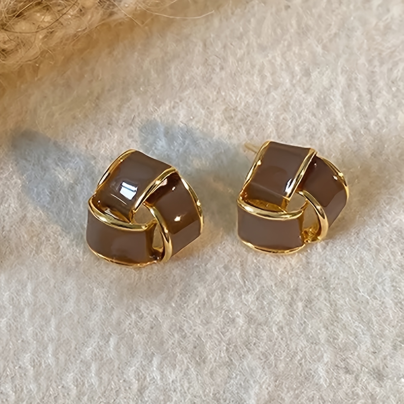 Women's Vintage Geometric Brown Triangle Earrings