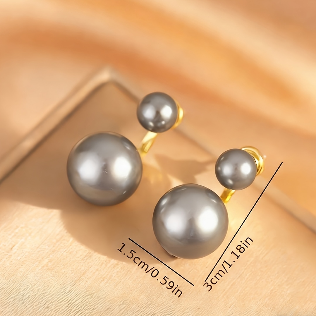 Women's Gray Imitation Pearl Earrings, French Light Luxury