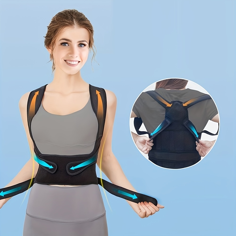 1pc adjustable back brace for men women ergonomic posture   neck support with breathable mesh hook loop closure durable polyester ideal for running gym office daily use back posture   sports accessory     sports enthusiasts Product details 1