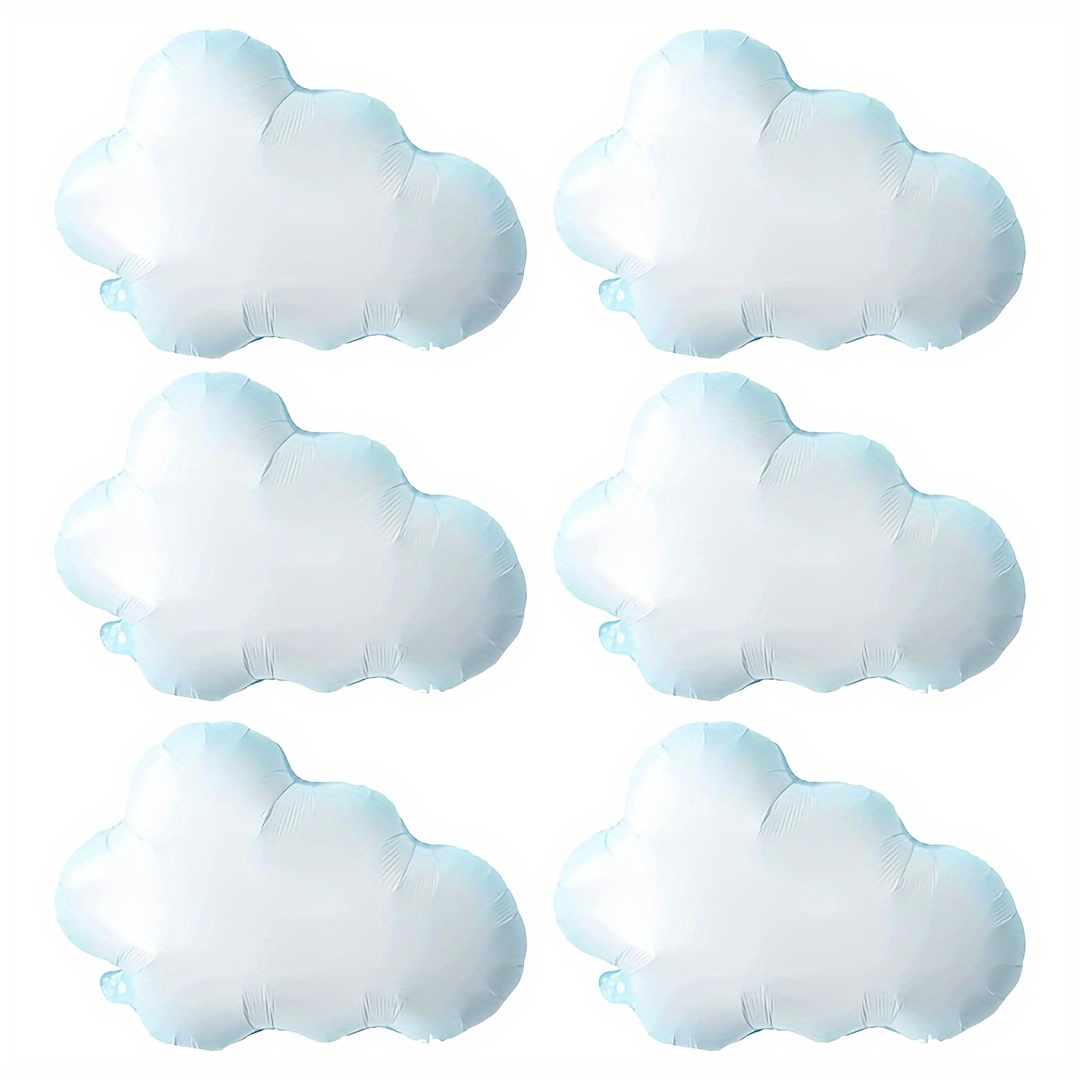 

6pcs White Cloud Foil Balloons For Birthday Baby Shower Themed Party Decor, Holiday Party Decorations Supplies