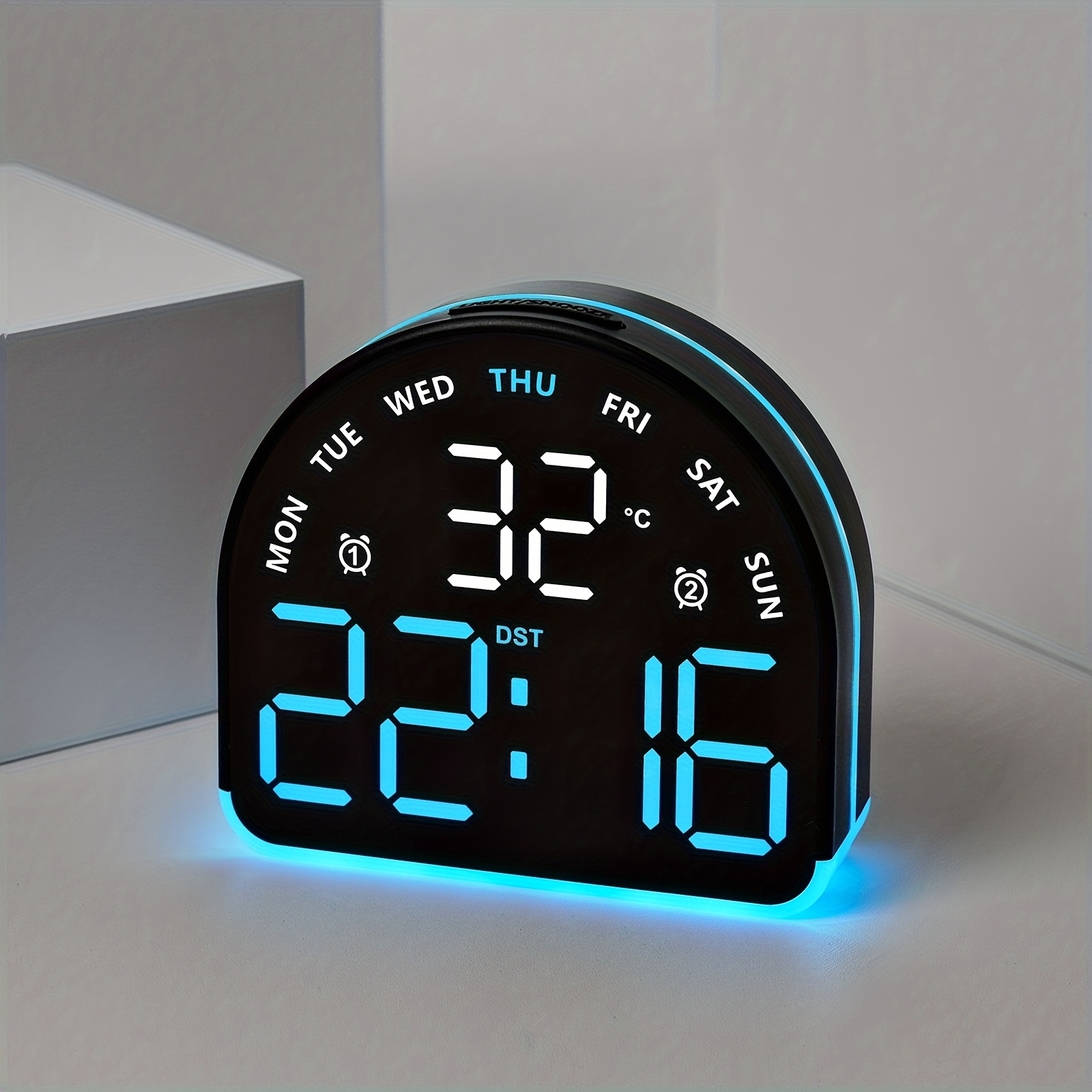 modern large screen led digital clock with temperature dual alarm silent non ticking suitable for home bedroom bedside table decor large display temperature monitor dual alarm system