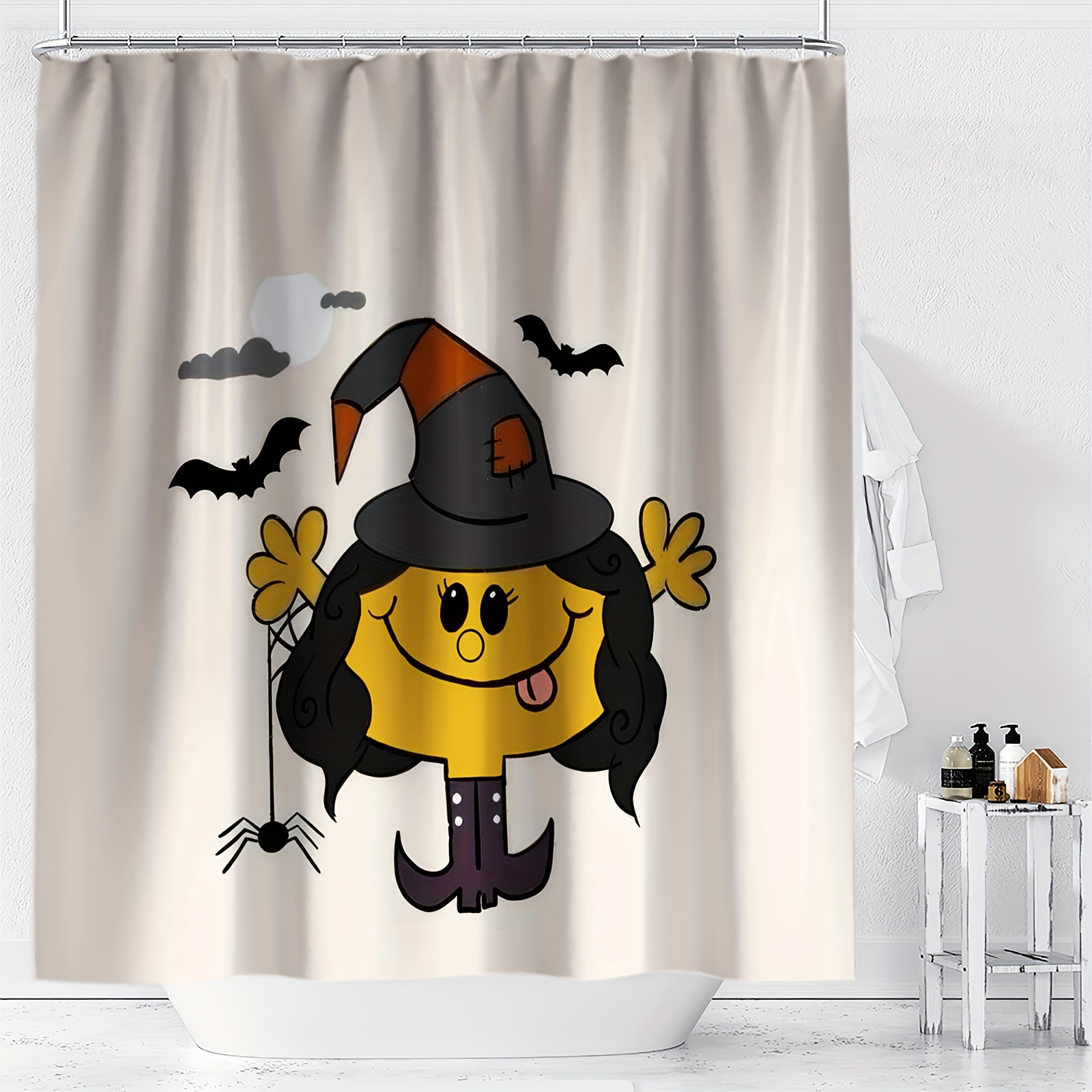 Skull Shower Curtain, Witchy Decor, White Shower Curtain, Goth Shower Curtain,, Witch Shower Curtain, Halloween Decor, Gothic outlet Decor