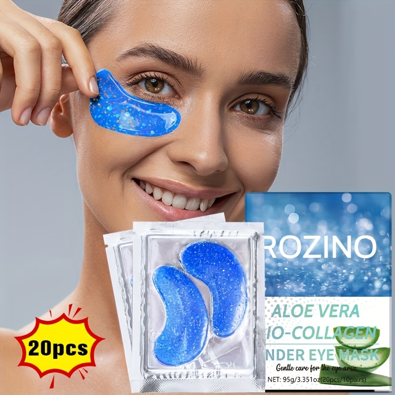 20 Stck Sofortstraffende Aloe Vera Bio-Kollagen Augenmasken, Augenpads,  Starke Feuchtigkeitspflege, Reduziert Falten Dunkle Augenringe,  Gel-Augenpads * fr geschwollene Augen dunkle Augenringe, ...