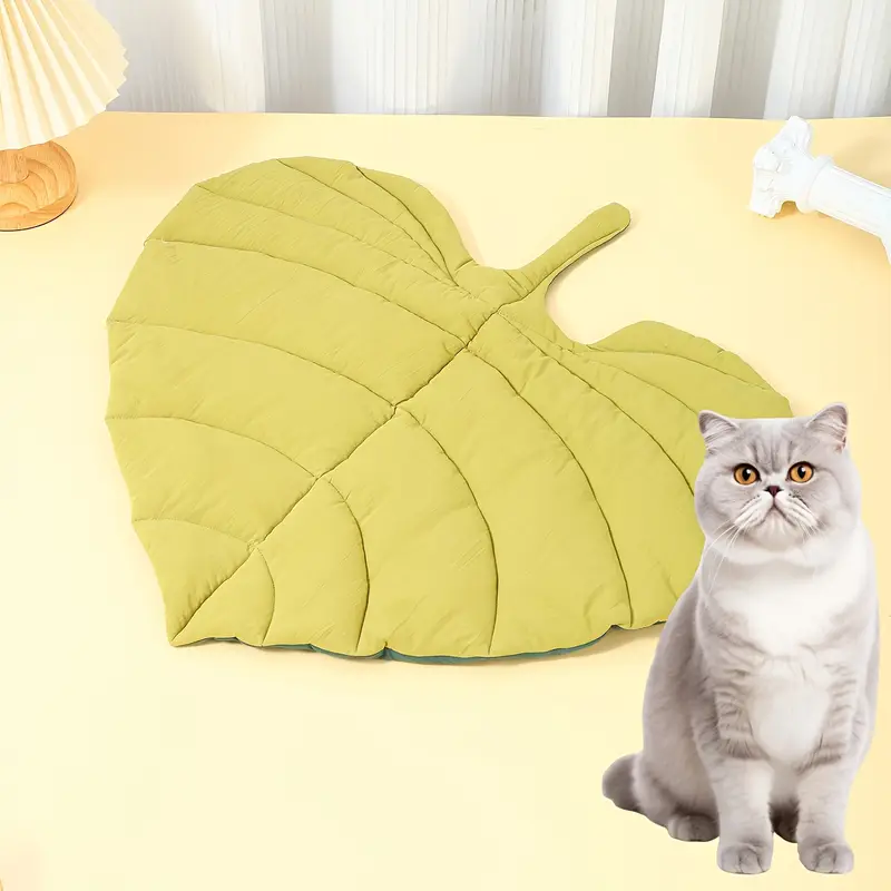 cozy leaf shaped pet bed mat for dogs cats durable polyester fill season chew resistant design ideal for small to medium breeds resting place plush pet mat chewresistant fabric Product details 2