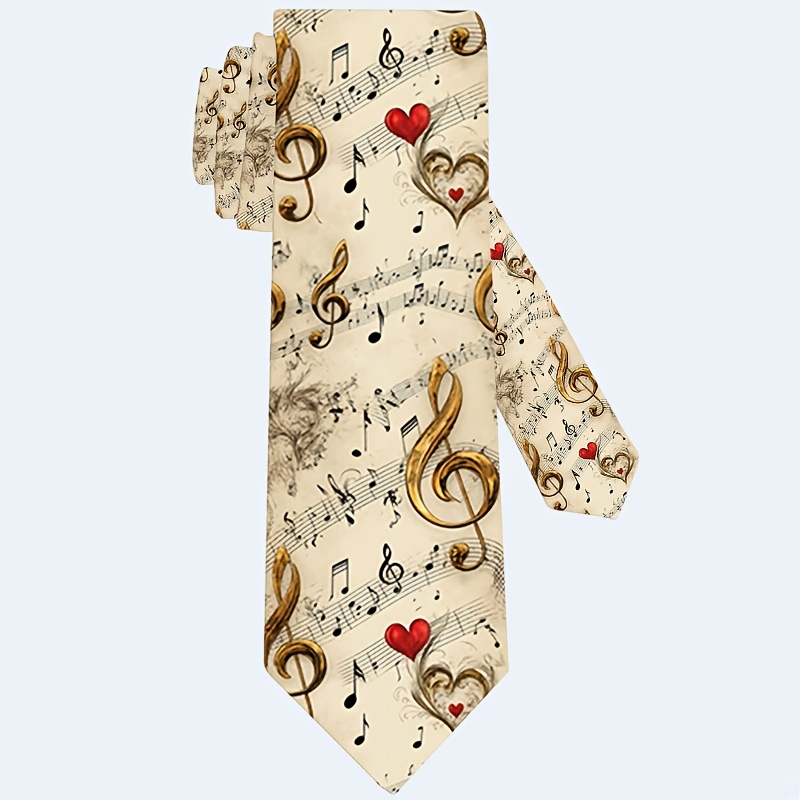 TEMU 1pc, Musical Element Print Necktie, Perfect For Parties, Holidays, And Casual Attire, Accessory | Stylish Tie - Perfect Gift For Men