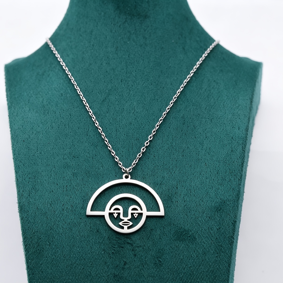 Abstract Face Symbol Pendant Necklace, Protection Amulet