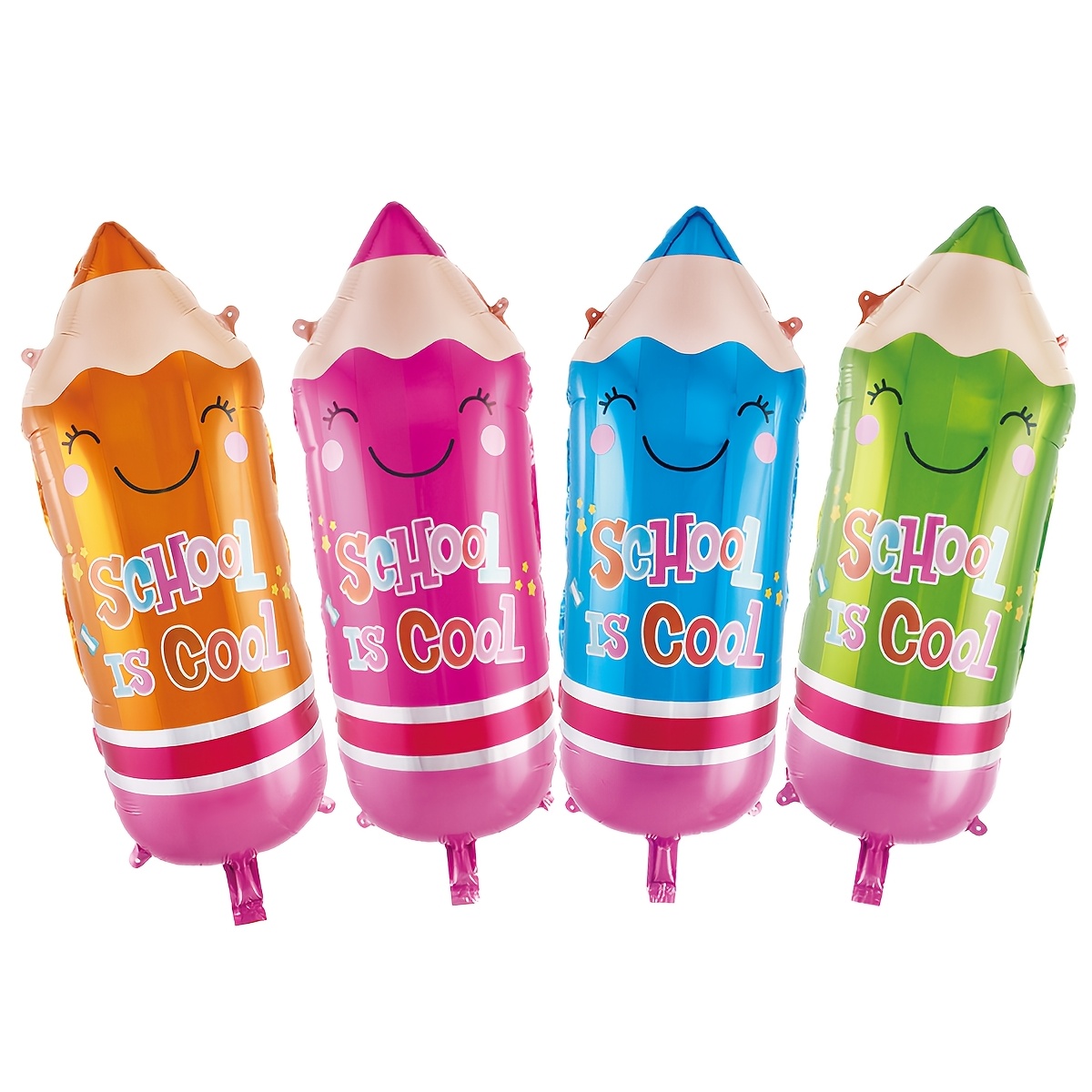 Image of 73cm, Back To School Party Decorations, Back 2 School Pencil Shape Balloons Set, Classroom Decor, Back To School Party Supplies, 4pcs/set For Christmas, Halloween