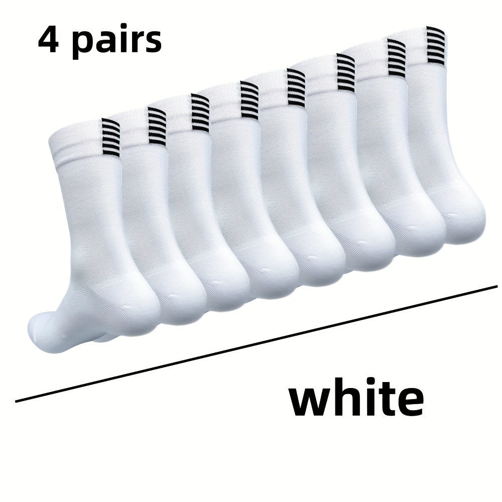 E-shop 4 Paar Sport-Socken im Set, Mid-Cut, Fahrradsocken, Unifarben, schlicht mit Buchstaben-Design, bequem, essentielle Socken für die modische