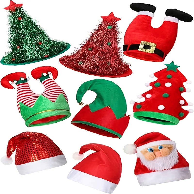 

9 Pcs Christmas Christmas Tree Elf Pants Hat Hat For Adults