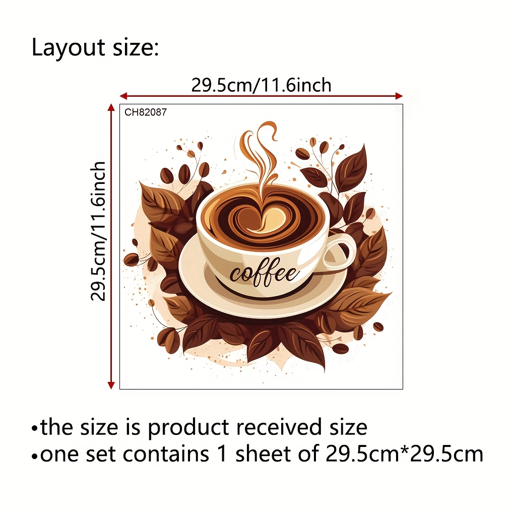 1pc Love Coffee Wall Decal Self-adhesive Removable For Living Room, Tea Room, Kitchen Background Walls
