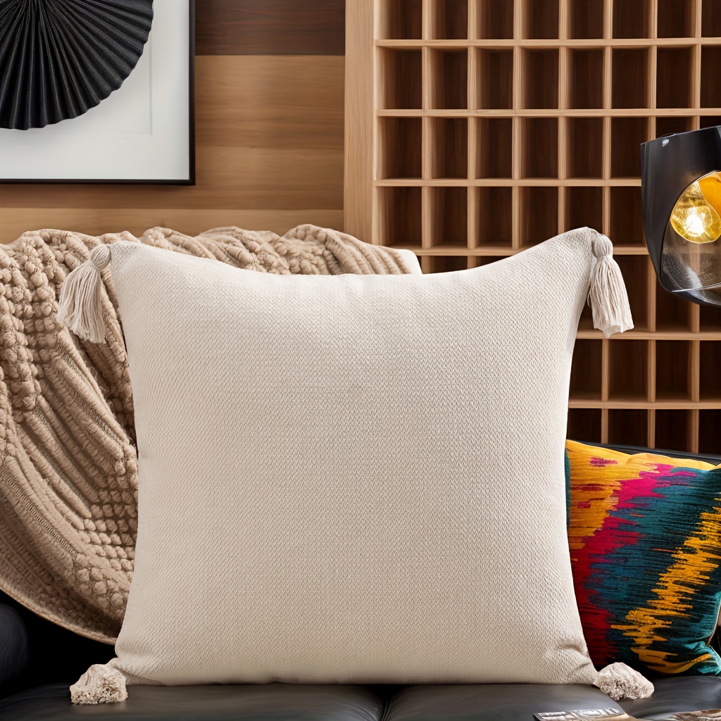 1pc 2pcs luxury bohemia boho tufted leaves pillows cover Temu