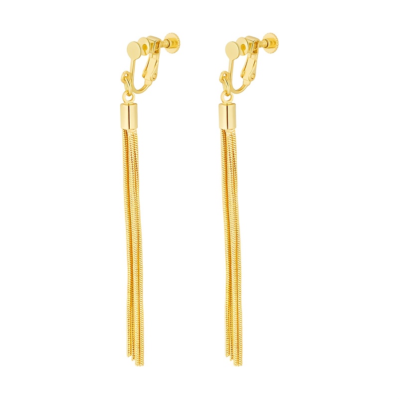E-shop Exquisite elegante Quasten-Ohrringe Ohrclips, bestehend aus einer schlichten Ohrklemme kombiniert mit Quasten für eine reiche Textur, die