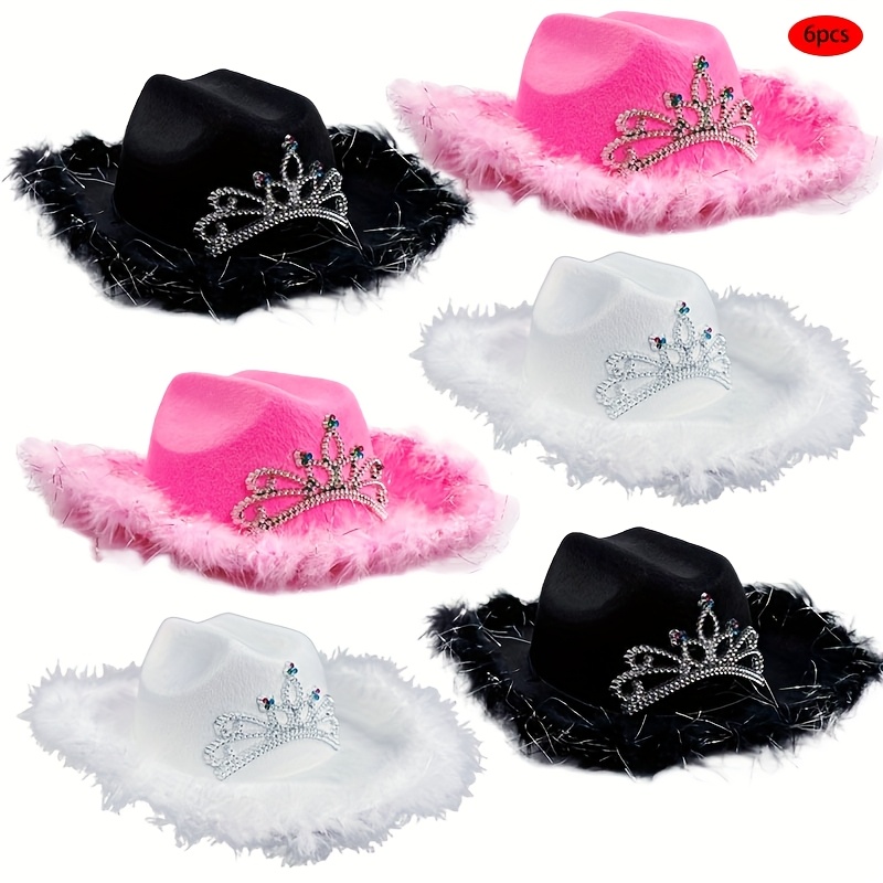 6pcs Pink Party Hats with Halloween Crown Design for Kids