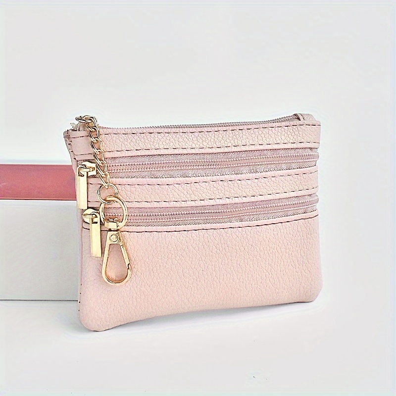 Mini Coin Purse For Women Simple Card Holder Coin Purse Three-zipper Soft Face Pendant Small Bag