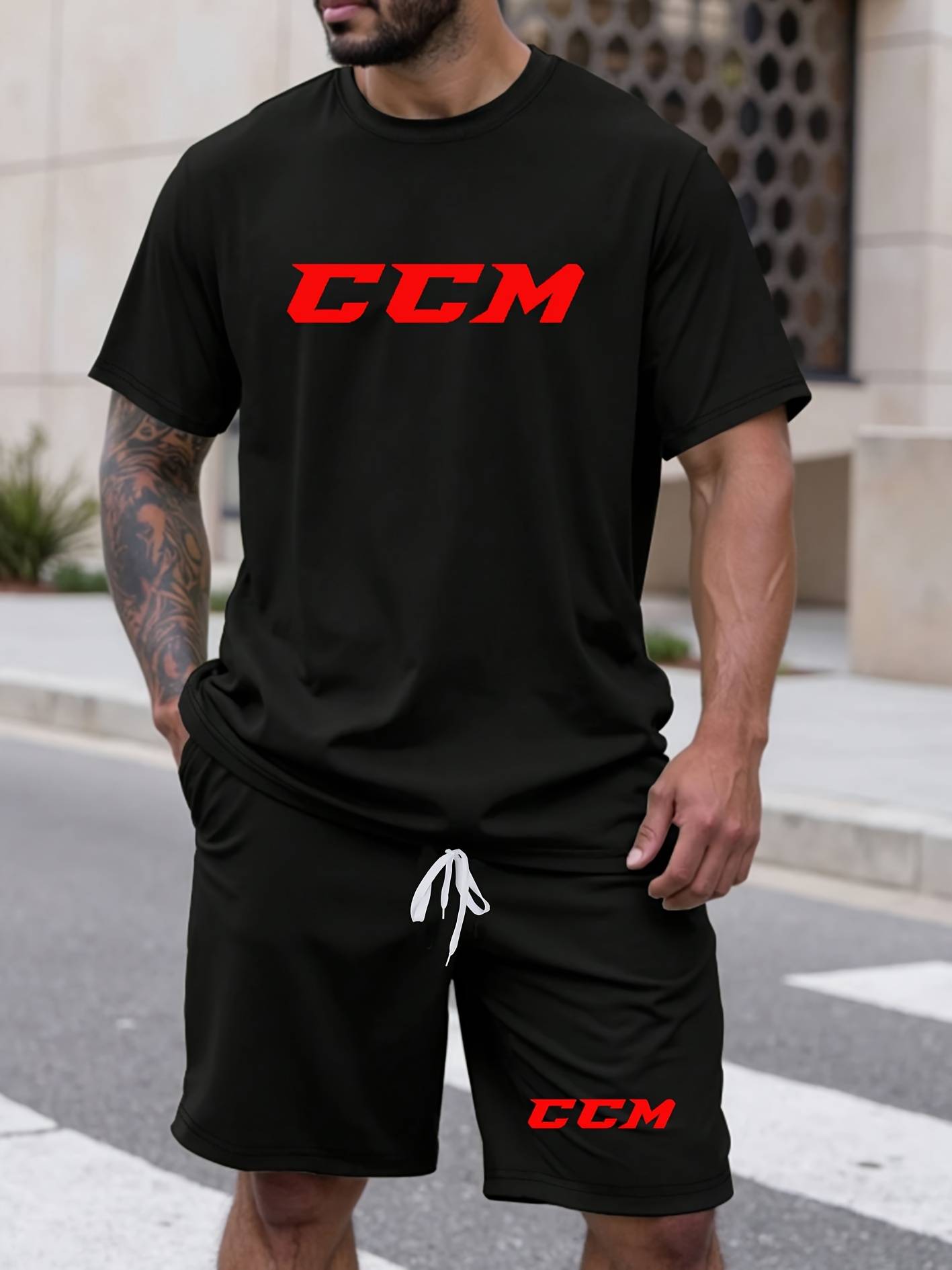 polyester hooded sports tracksuit for men solid color casual