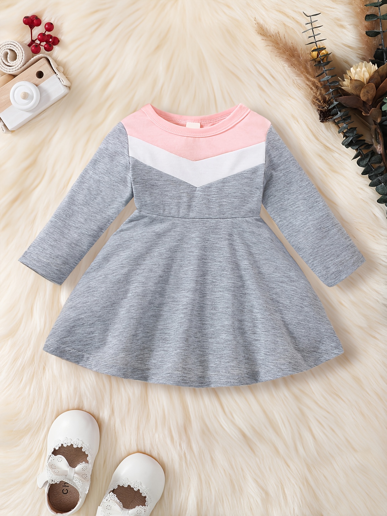 baby girl's tone colorblock long sleeve dress Temu South Africa