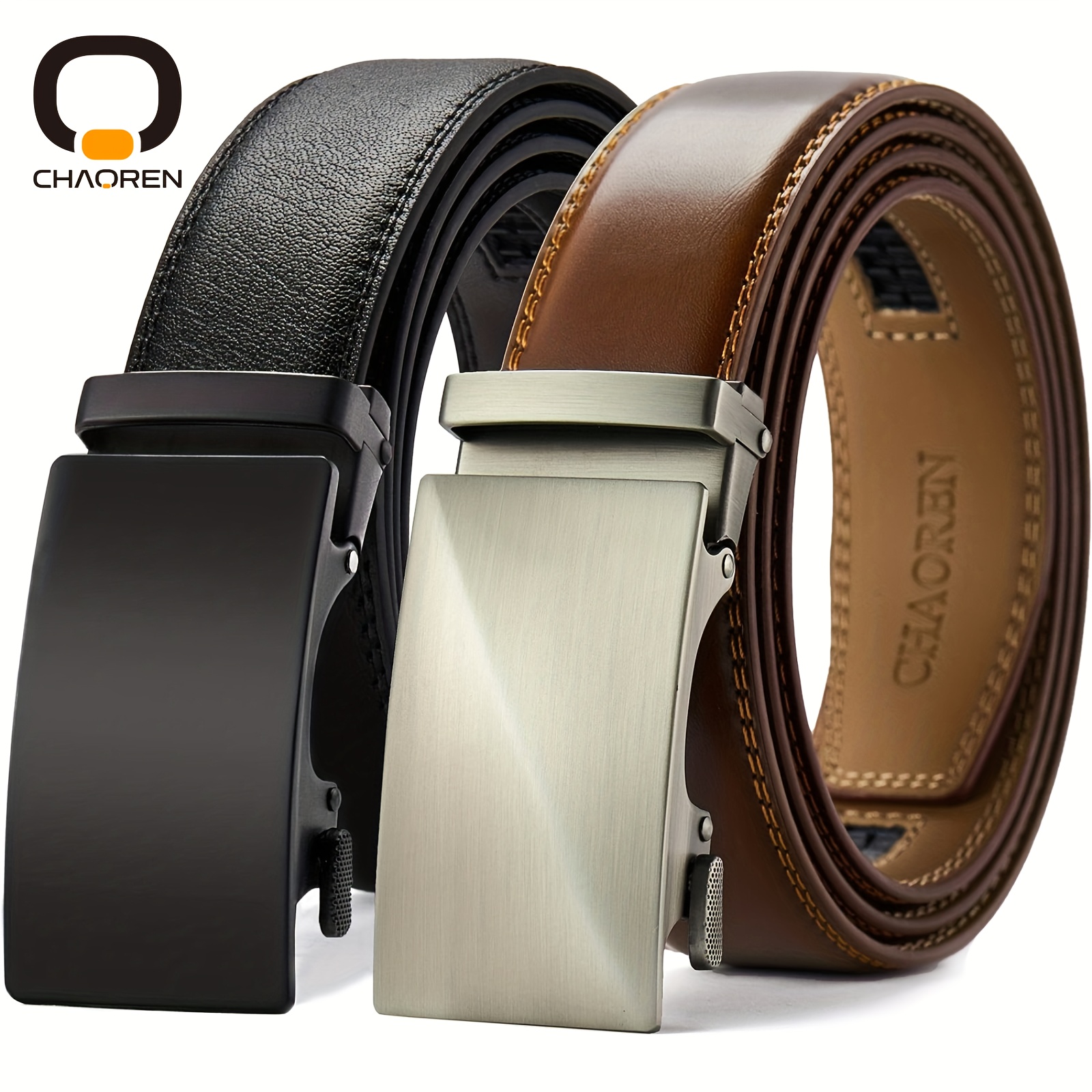 

Chaoren A Set Of 2 Leather Ratchet Belt Men - Customizable Fit, For School (35mm)