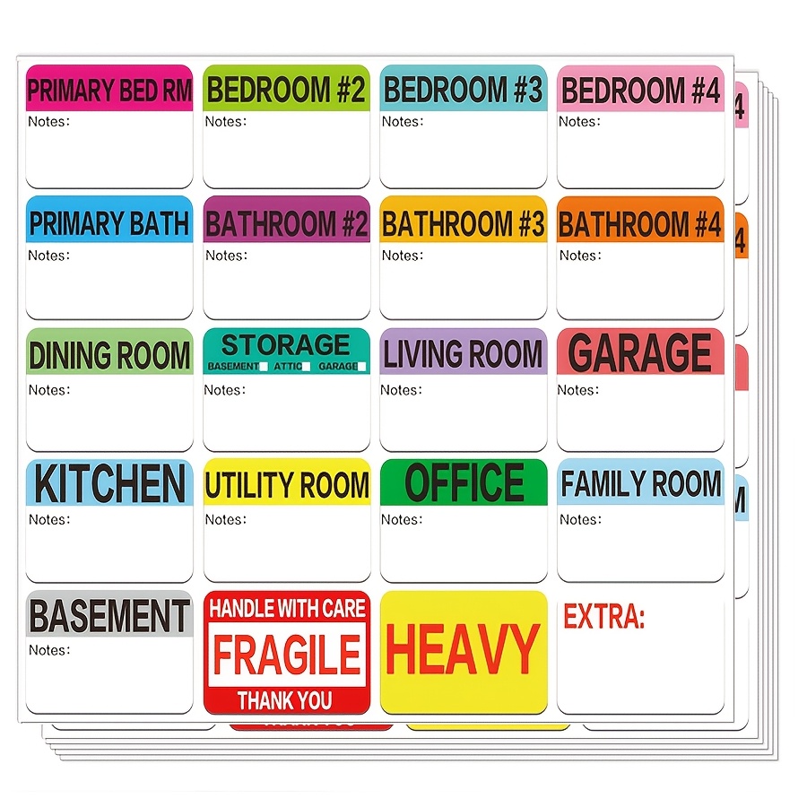 TEMU 6 Sheets/120pcs 2-inch Moving Packing Box Label Stickers, Suitable For Bedroom, Kitchen, Living Room, Fragile Labels, Packing Box Fragile