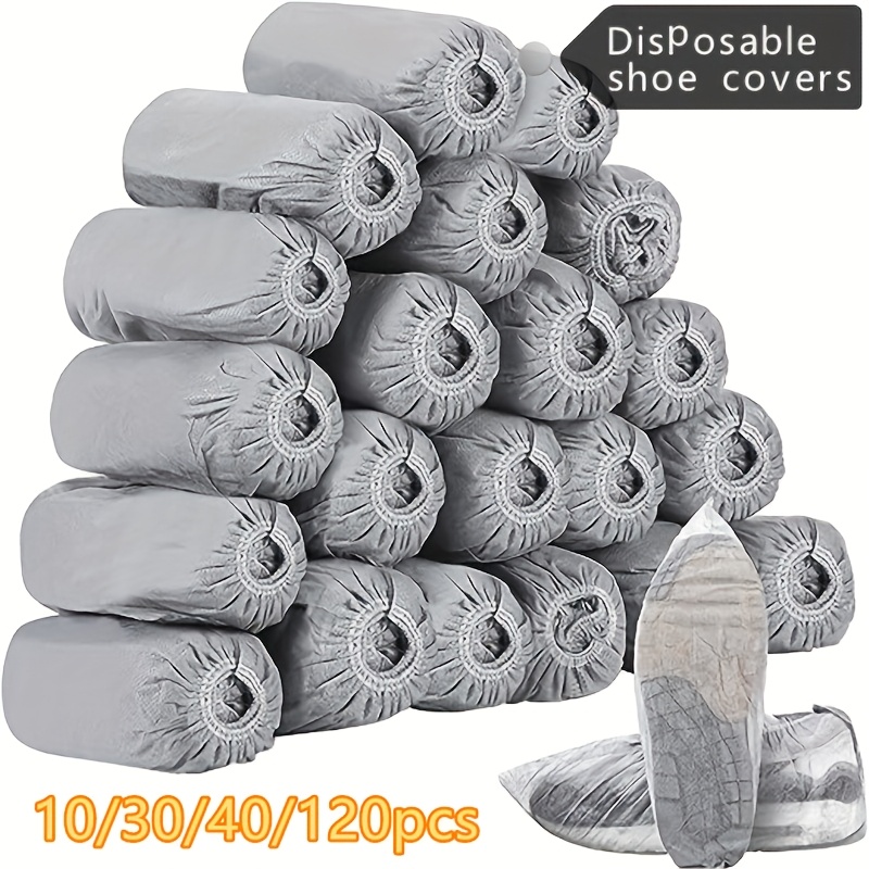 

10/30/40/120pcs Disposable Non-woven Stretchable Shoe Covers, Anti-slip, , Waterproof, Prevent Floor Scratches, Prevent Carpet Dirt, Gray Is More