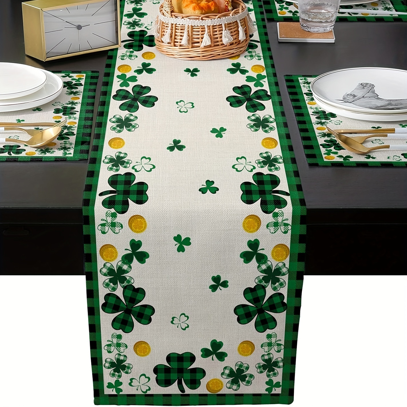 

1pc 's Day Table And Placemats Set - 100% Rectangular Table Decor Check And , Accessories