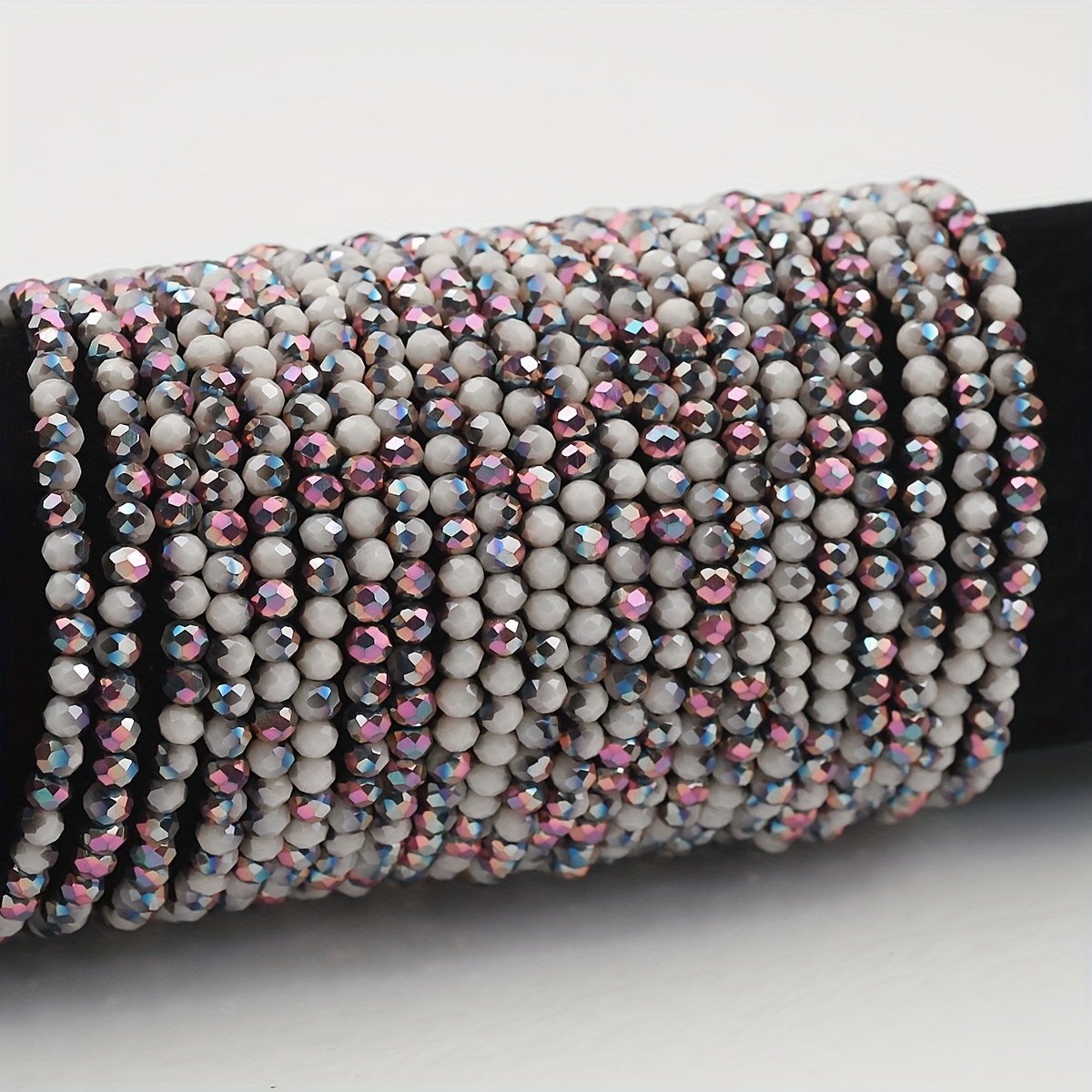 TEMU 4mm White And Half- Purple Glass Loose Beads Suitable For Handmade Woven Bracelets, Necklaces, Earrings, Hair Additions, Shoe Decorations,