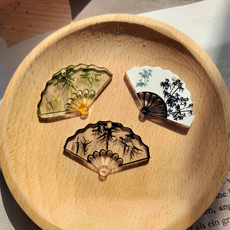 6pcs Mini Transparent Bamboo Pattern Fans, , Suitable For Dollhouses And Miniature Landscape Decorations. A Collectible For Miniature Enthusiasts, Exquisite Gift
