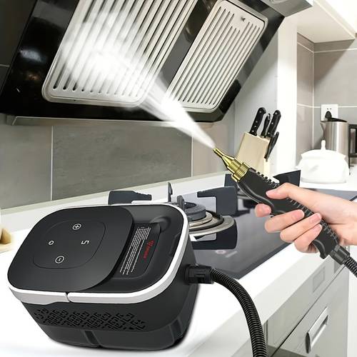 зображення предмета портативний ручний пароочисник 1500 вт з 3 щітками та 6 регульованими швидкостями, високотемпературний пароочисник під тиском з щітками для кухонних меблів, ванної кімнати, автомобіля