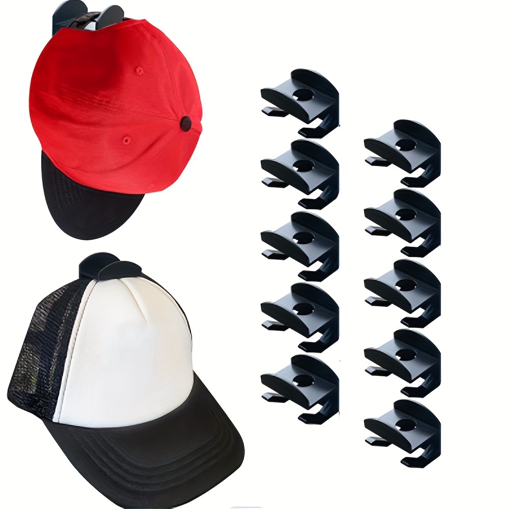 10Pcs Self Adhesive Baseball Cap Hooks Black Hat Hook ABS Hat Hook Wall  Mount Hats Organizer Holders for Door Wall Closet Storage Hanger Black