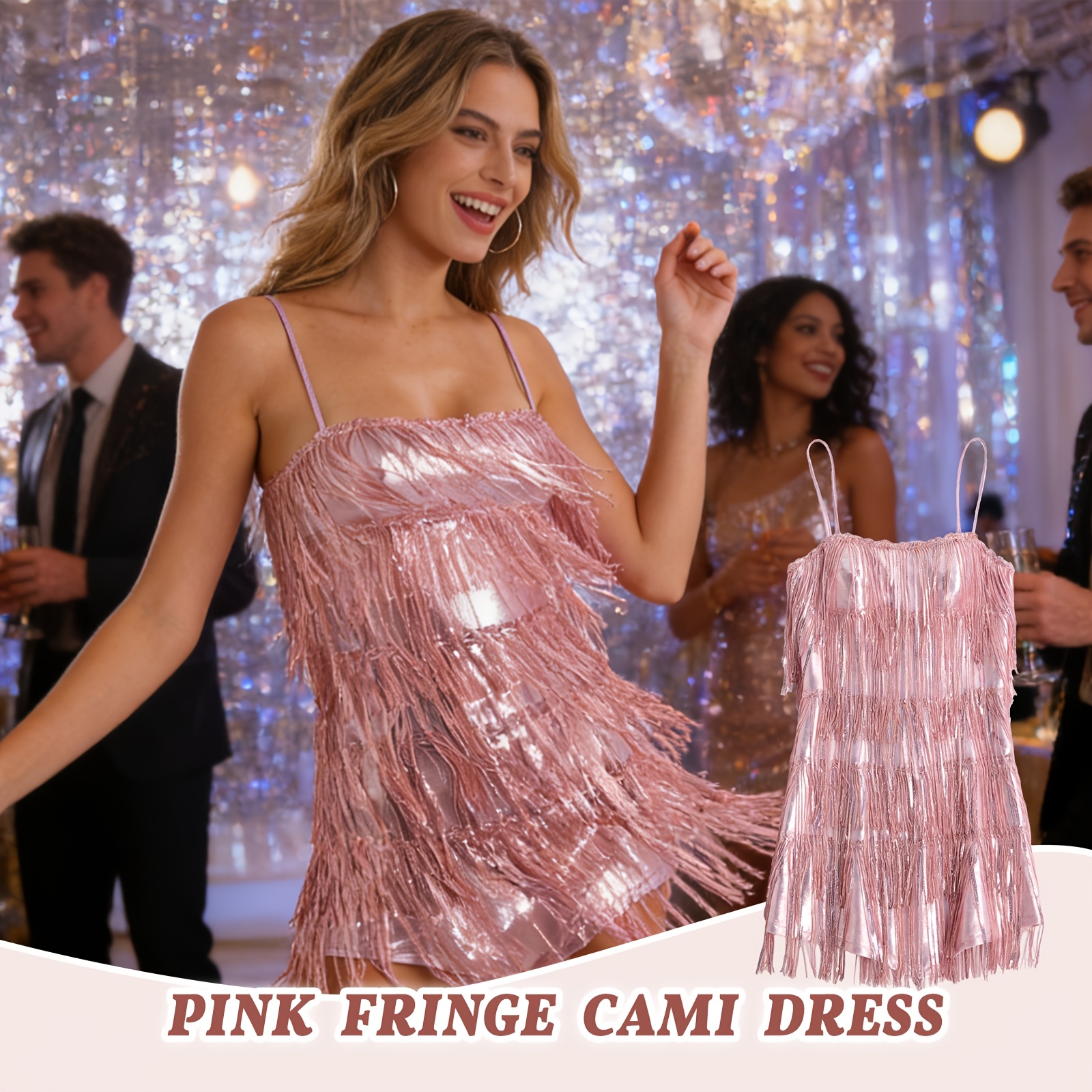 pink sequin dress halloween costume Daring Diva Halloween Costume Glitter Sequin Spaghetti Strap Dress XL Pink, Women's