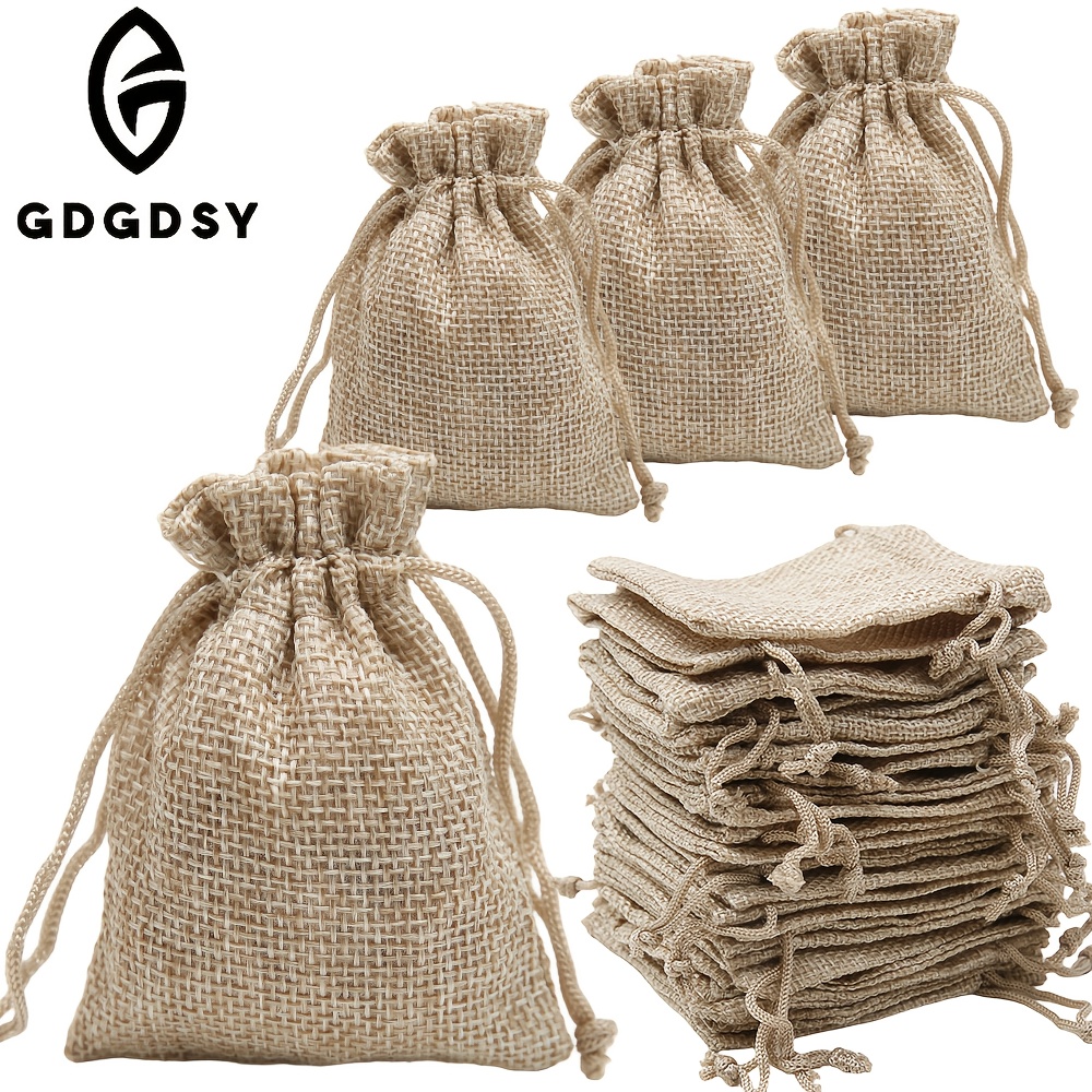 E-shop 25 Stück Jute Geschenktüten mit Kordelzug, kleine Geschenktüten für Party, Schmuckbeutel, Weihnachten, Feiertage, Basteltaschen