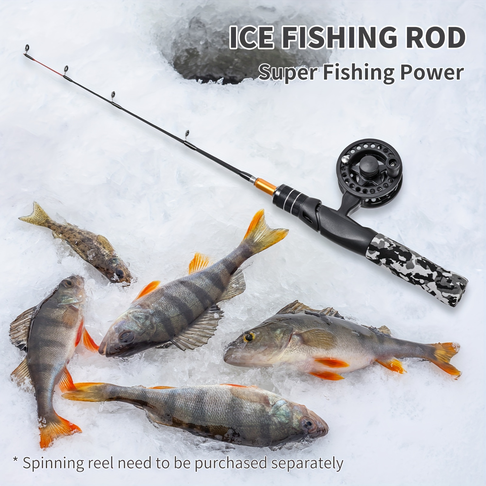 

Leofishing Ice Rod - Portable For Trout, Walleye, & Panfish - Pvc ,