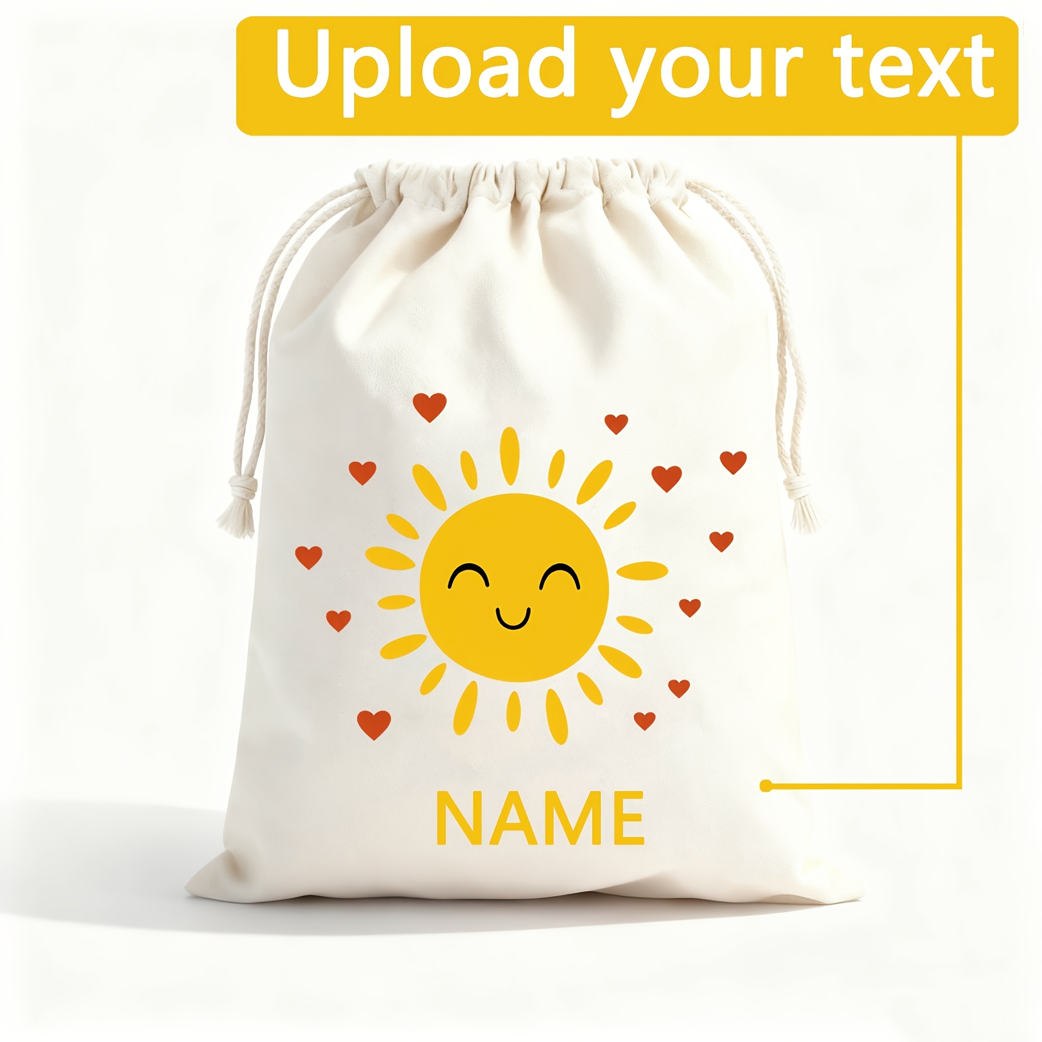 TEMU Gift For Her/him 1. Personalized Custom Heart Sun Canvas Drawstring Bag - Made Of Sturdy Canvas With Drawstring Closure, Ideal For Couple Gifts,