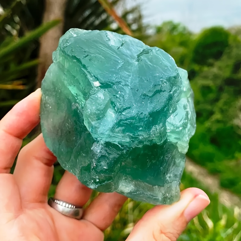 

1pc Green Fluorite Crystal - Natural Raw Stone For Tumbling, Scrubbing & Polishing With Wire Wrapping - Ideal For And Home Decor