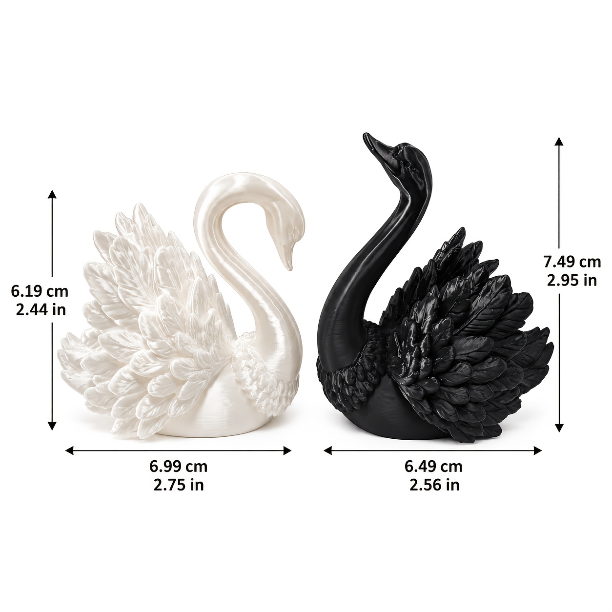 TEMU 2 pezzi, Statua Decorativa Cigno e , di e che si Guardano con Colli Lunghi, Adatta per Soggiorno, Camera da Letto, Studio, Ufficio, , Scrivania,