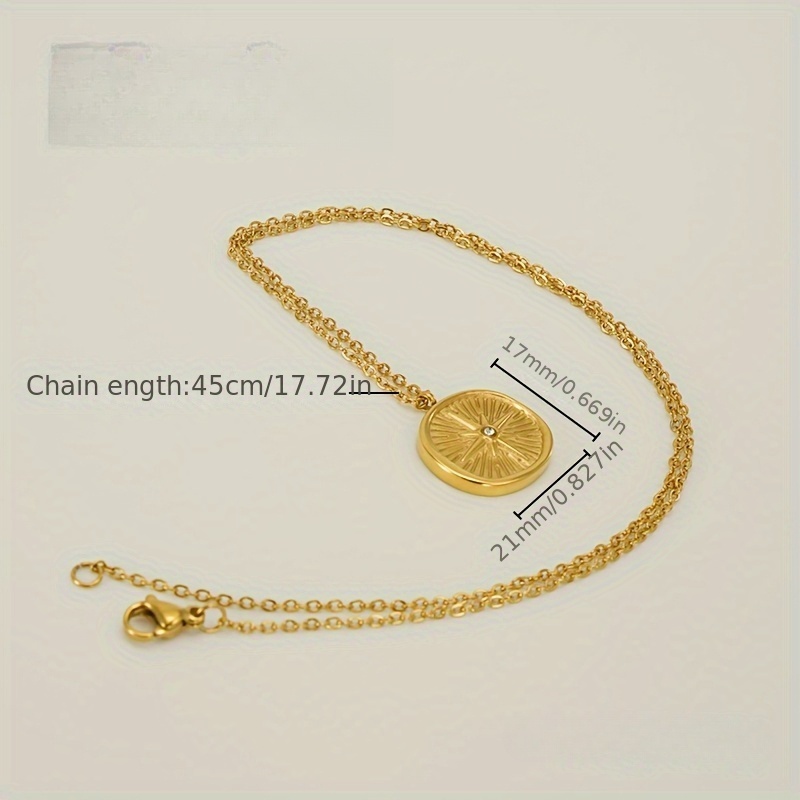 Women's Vintage-Style Octagonal Pendant Necklace, Stainless Steel