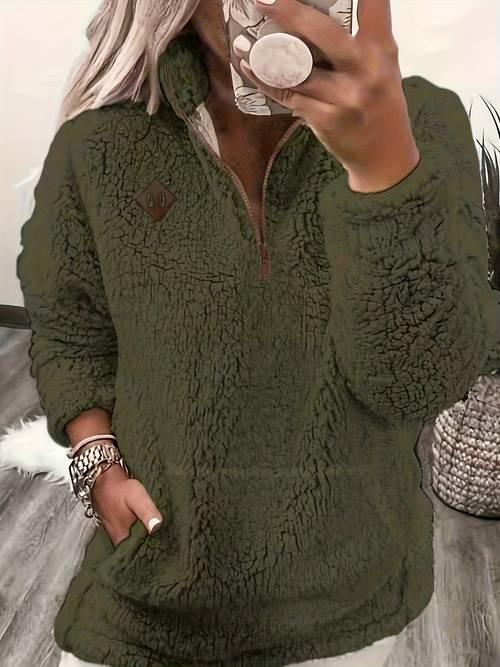 directional style fashion elegant zipper small stand up collar sweatshirt top