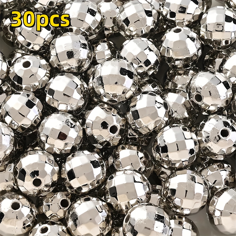 30/50/100pcs Vintage Disco Ball Beads Cute Silvery Reflactive Mirror Round Beads For Diy Bracelet Necklace Earrings Making