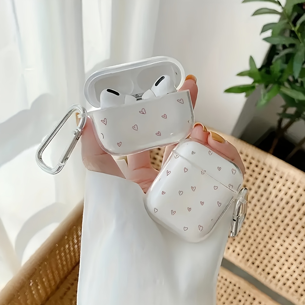 

Cute Heart Pattern Tpu Case For Airpods 1/2 & Airpods 3/pro/pro2 - Wireless Earphone Protective Cover With Keychain Clip - Ideal Gift For Boyfriend/girlfriend